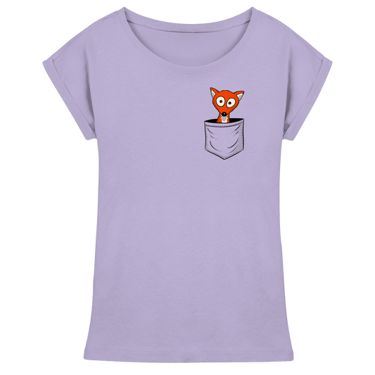 Fuchs in der Brusttasche | Taschen-Fuchs - Womens Extended Shoulder T-Shirt