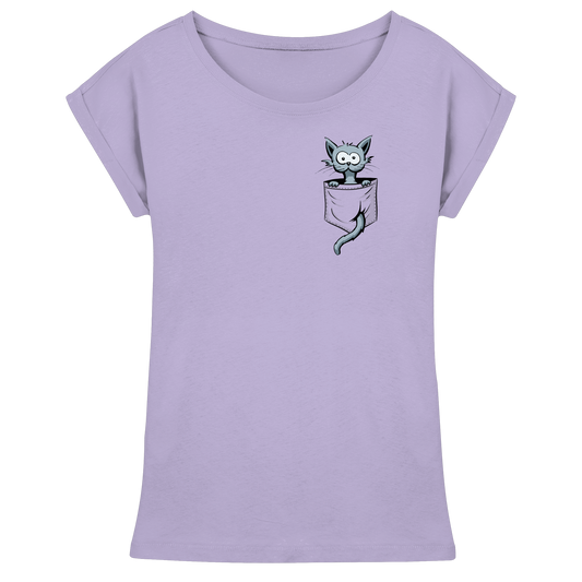 Verrückte Katze in Deiner Brust-Tasche - Womens Extended Shoulder T-Shirt