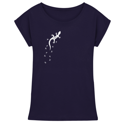 Gecko Eidechse Silhouette hell - Womens Extended Shoulder T-Shirt