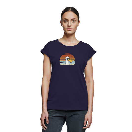 Cool lässige Retro Möwe - Womens Extended Shoulder T-Shirt