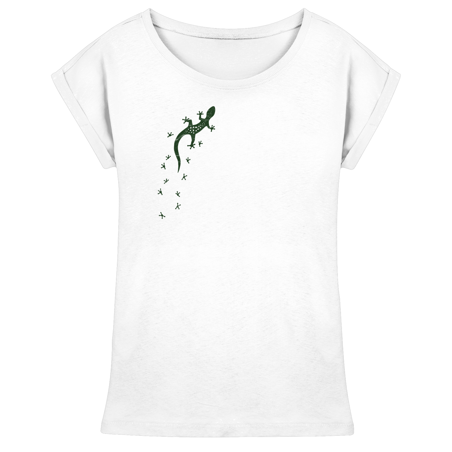 Gecko Eidechse Silhouette dunkel - Womens Extended Shoulder T-Shirt