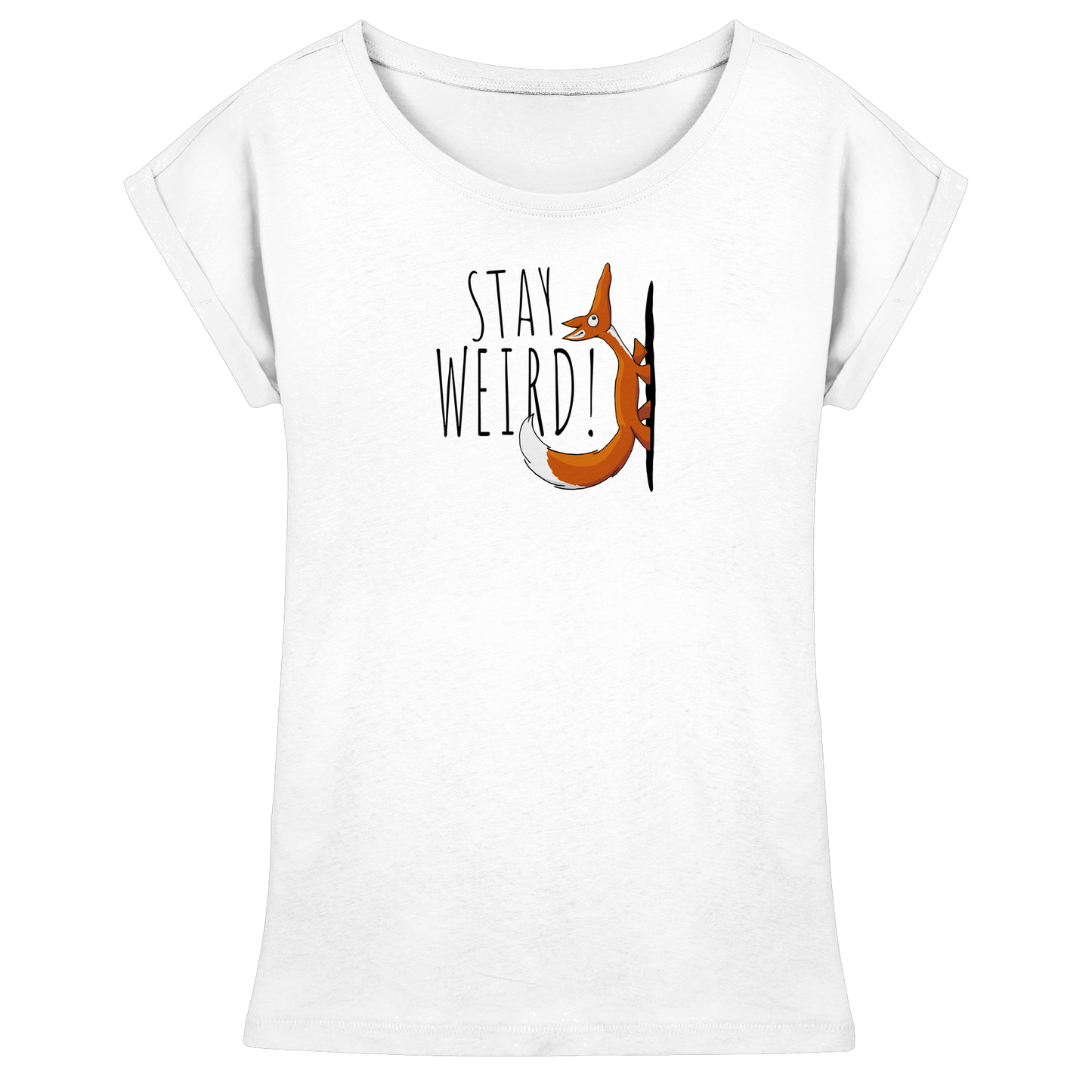 Stay Weird! Schräger Fuchs - Womens Extended Shoulder T-Shirt