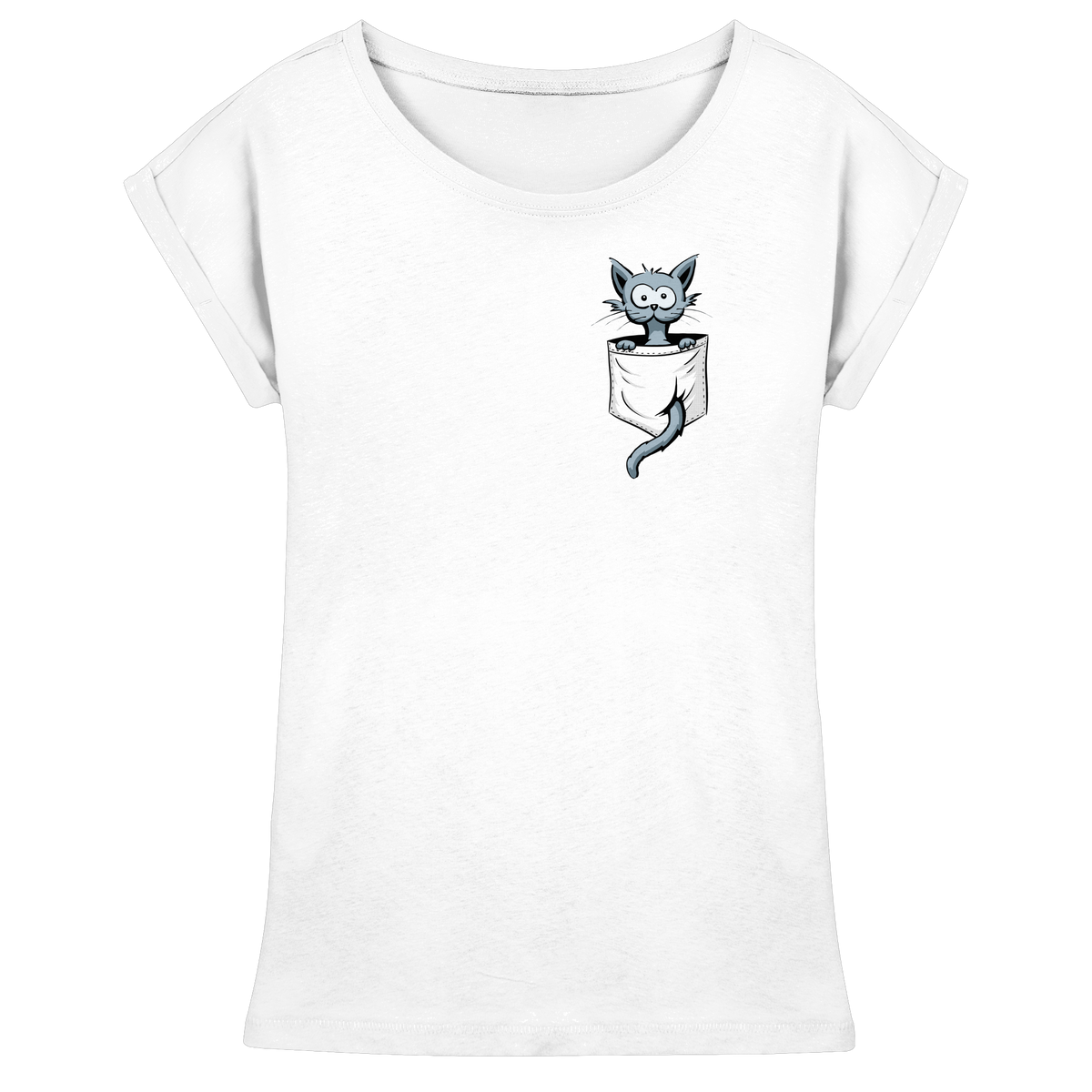 Verrückte Katze in Deiner Brust-Tasche - Womens Extended Shoulder T-Shirt