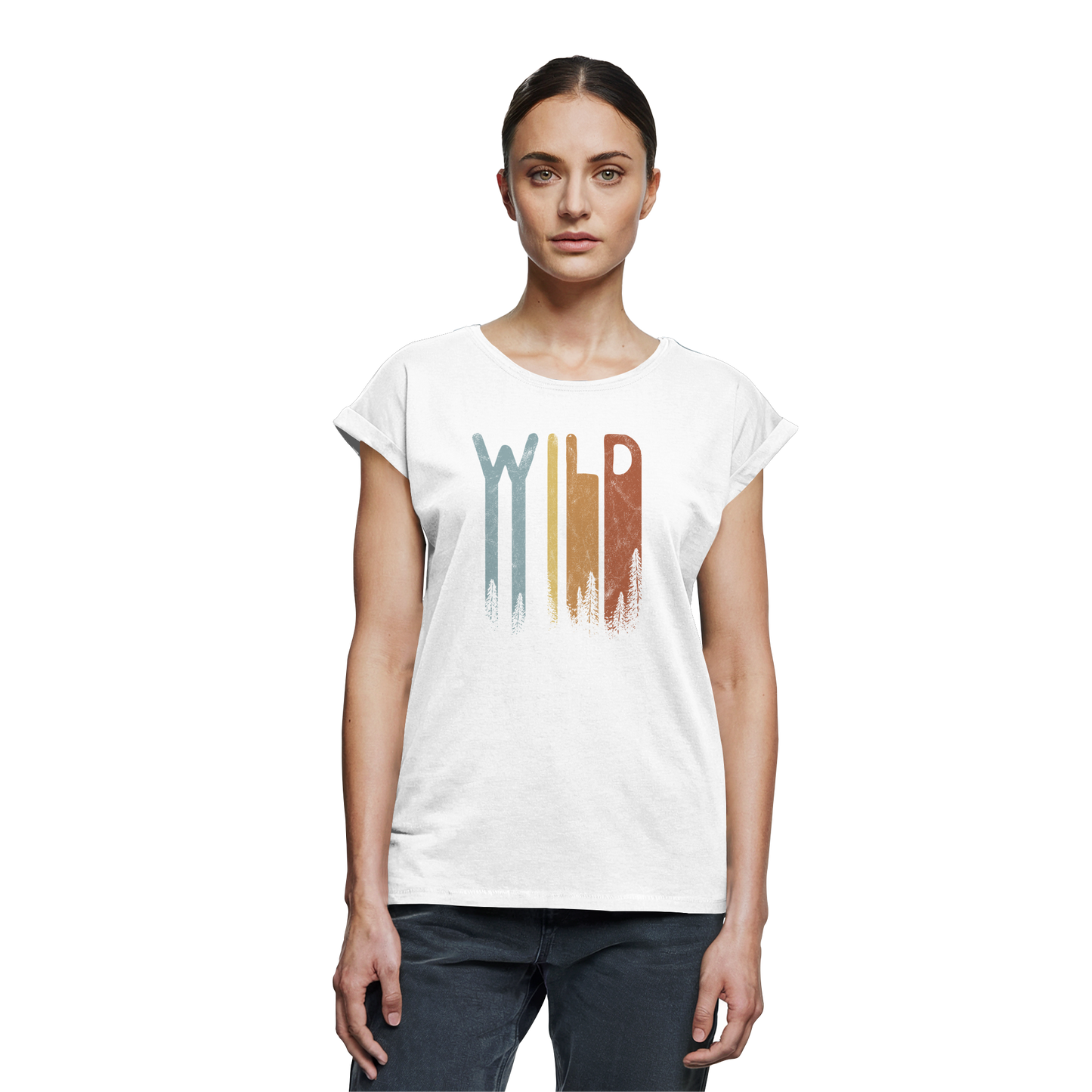 Wild Retro Schriftzug - Womens Extended Shoulder T-Shirt