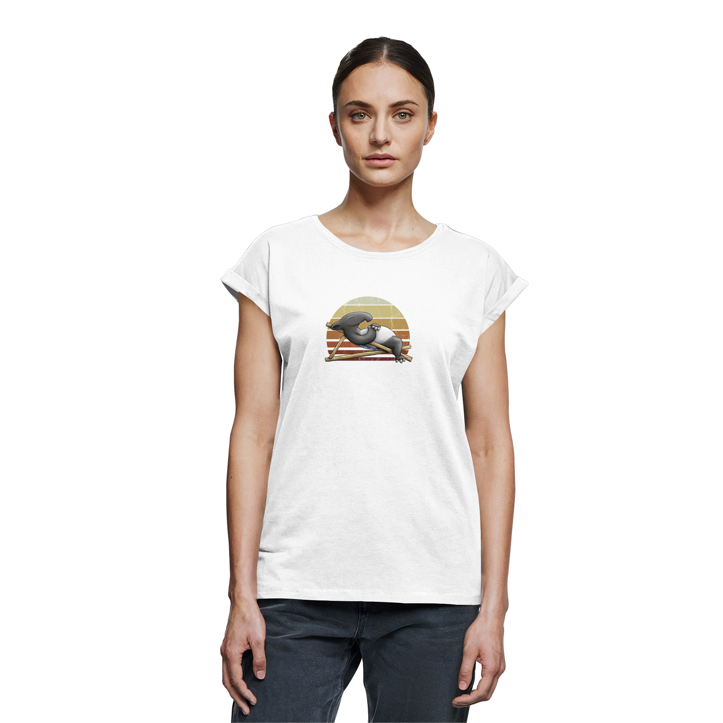 Lässiger Retro Sundown Tapir - Womens Extended Shoulder T-Shirt