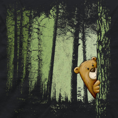 Comic Bär versteckt im Zwielicht Wald