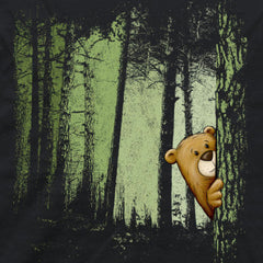 Comic Bär versteckt im Zwielicht Wald