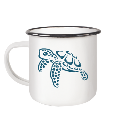 Lässig lustige Wasserschildkröte - Emaille Tasse (Black)