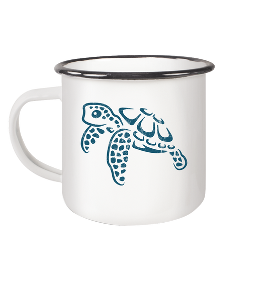 Lässig lustige Wasserschildkröte - Emaille Tasse (Black)