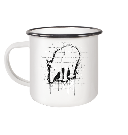 Urban Street Art Tapir - Emaille Tasse (Black)