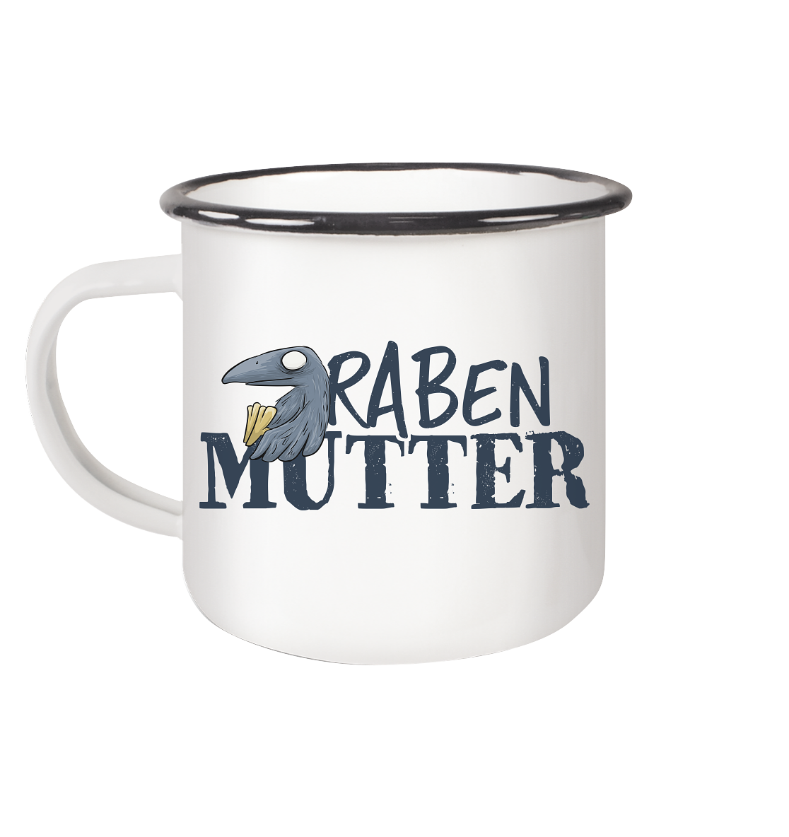 Rabenmutter Krähenmama - Emaille Tasse (Black)