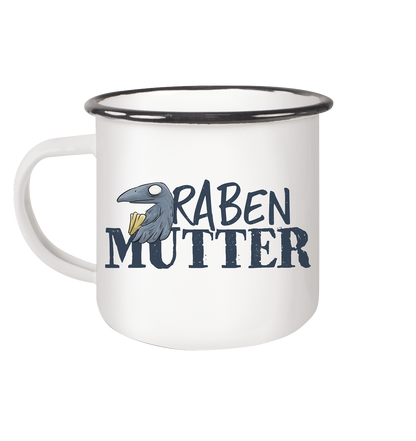 Rabenmutter Krähenmama - Emaille Tasse (Black)