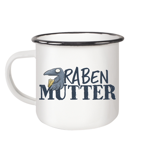Rabenmutter Krähenmama - Emaille Tasse (Black)