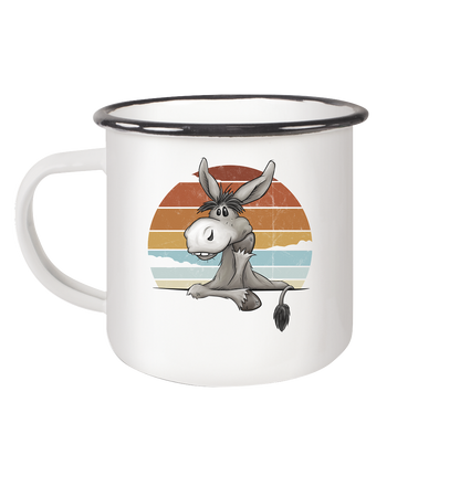 Lässiges Maultier Retro Esel - Emaille Tasse (Black)