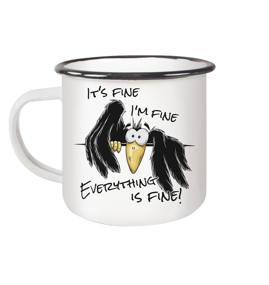 I’m Fine Rabe | Alles Gut Krähe - Emaille Tasse (Black)