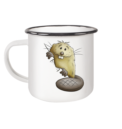 Lustiger frecher Biber - Emaille Tasse (Black)