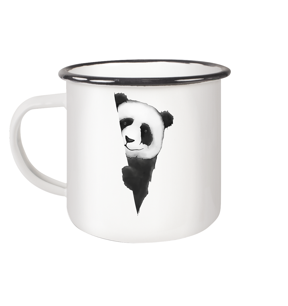 Panda Bär Illustration - Emaille Tasse (Black)