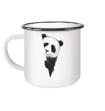 Panda Bär Illustration - Emaille Tasse (Black)