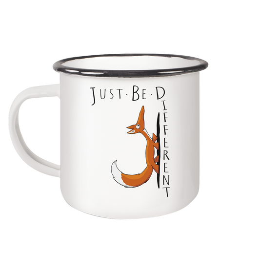 Just Be Different | Sei Anders, kleiner Fuchs - Emaille Tasse (Black)