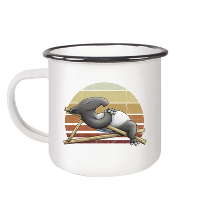 Lässiger Retro Sundown Tapir - Emaille Tasse (Black)