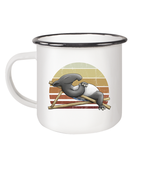 Lässiger Retro Sundown Tapir - Emaille Tasse (Black)