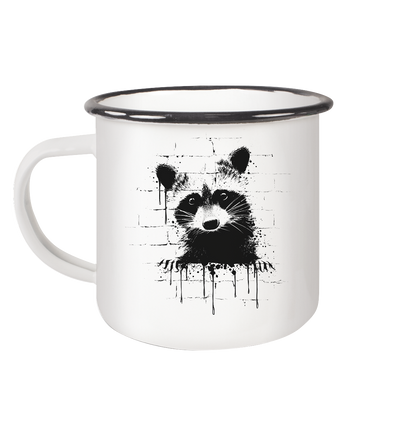 Funky Street Art Waschbär - Emaille Tasse (Black)