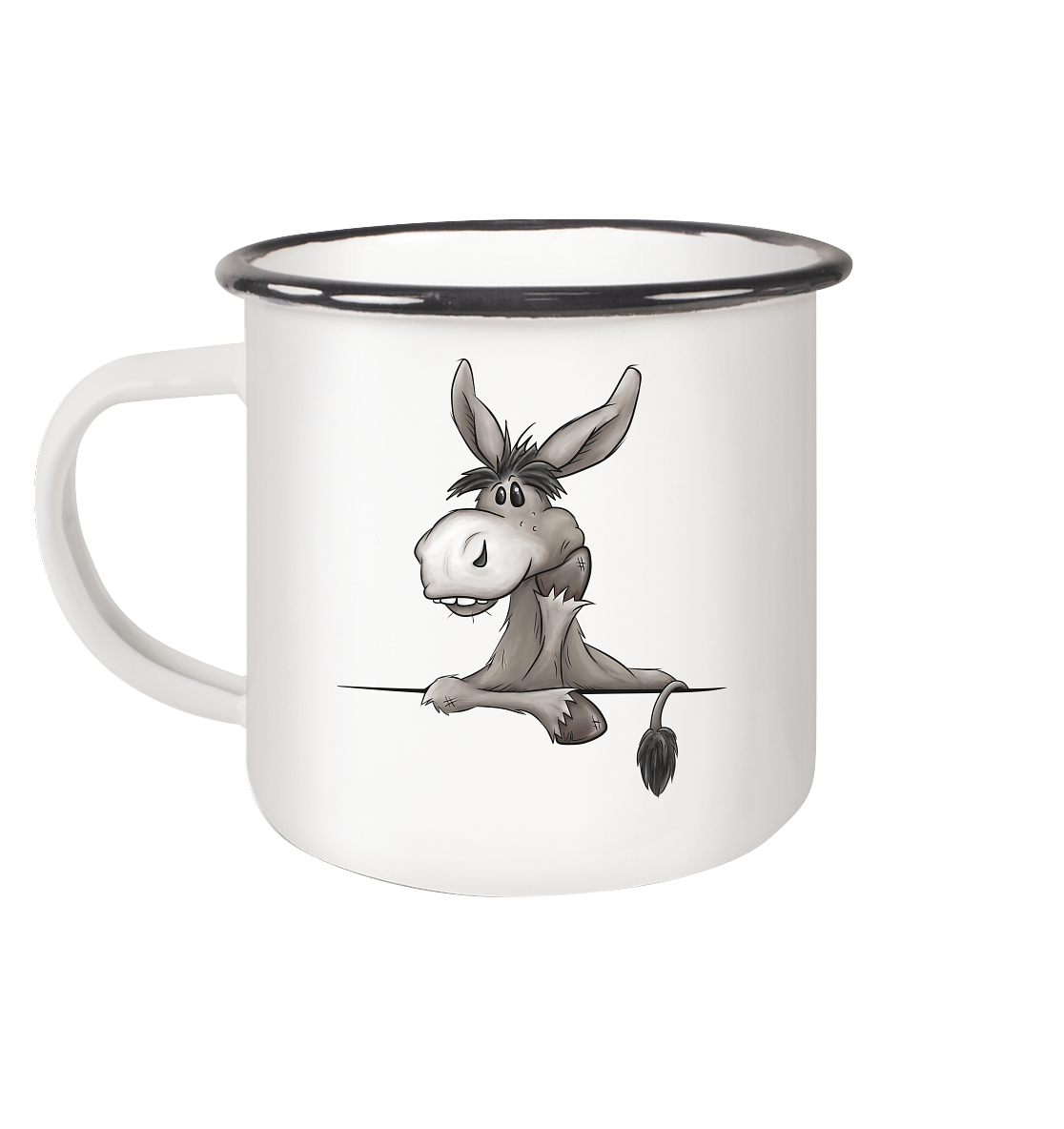 Lustiger lässiger Esel - Emaille Tasse (Black)