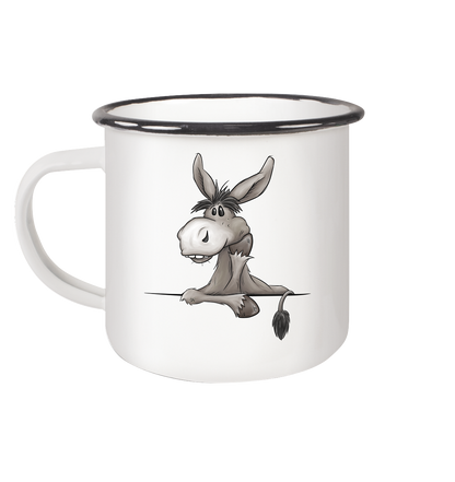 Lustiger lässiger Esel - Emaille Tasse (Black)
