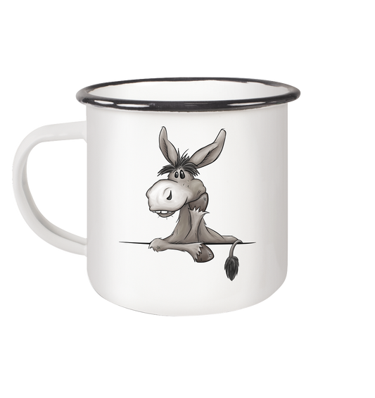 Lustiger lässiger Esel - Emaille Tasse (Black)