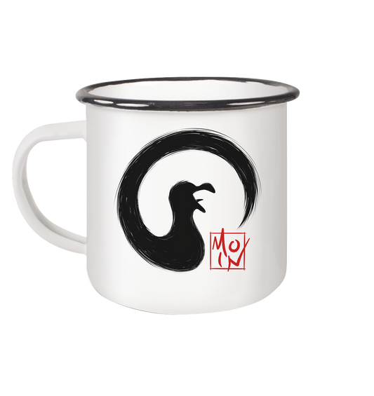 Moin kreischende japanische Enso Möwe - Emaille Tasse (Black)