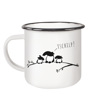 Drei kleine Tapir-Vögel - Emaille Tasse (Black)
