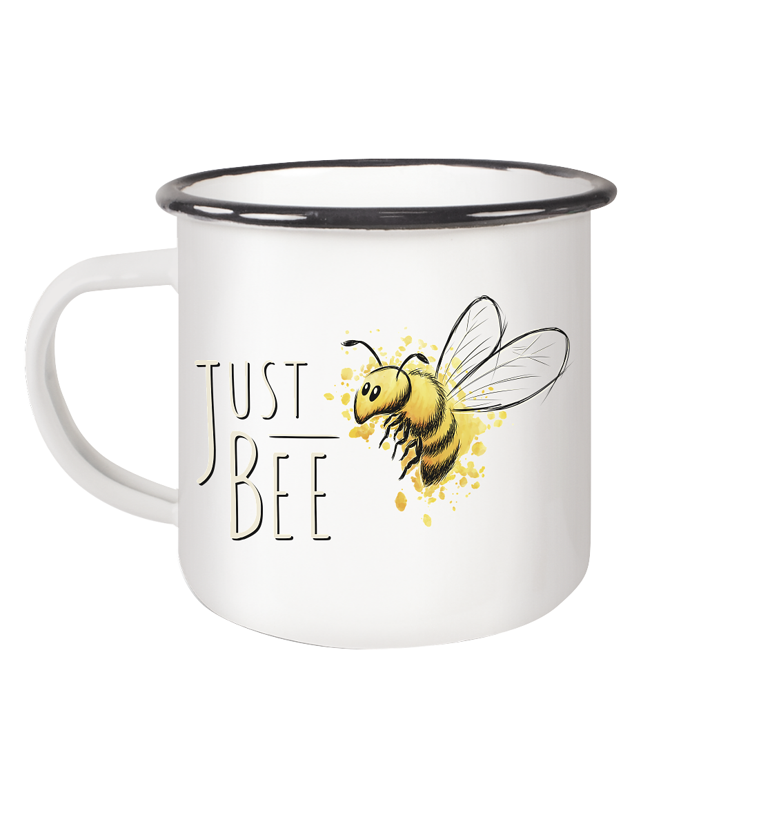 Just Bee, kleine Honig-Biene - Emaille Tasse (Black)