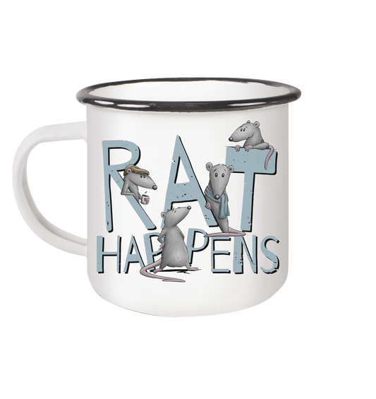 Rat Happens Ratten - Emaille Tasse (Black)