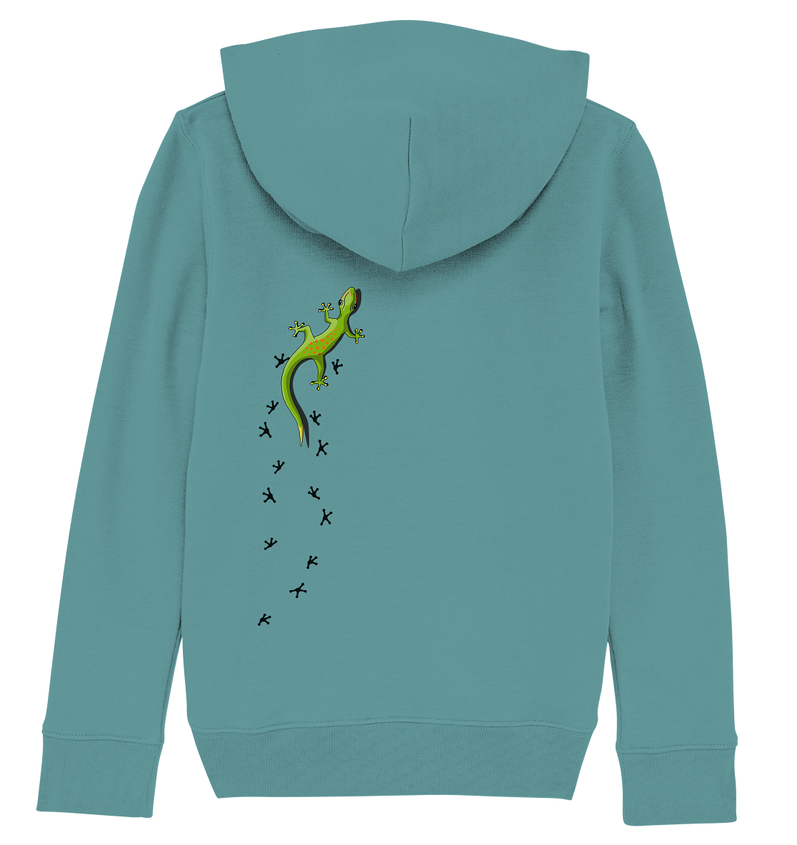 Kletternder Gecko mit Spuren - Kids Organic Hoodie