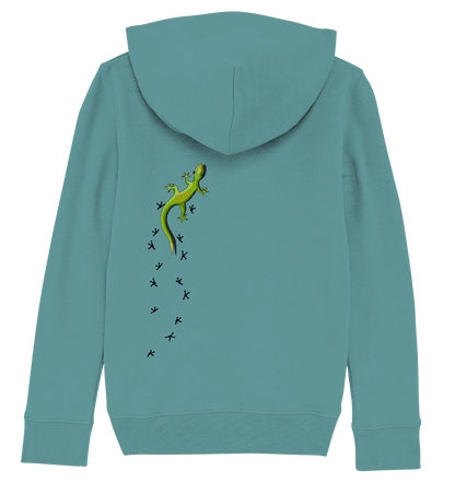 Kletternder Gecko mit Spuren - Kids Organic Hoodie