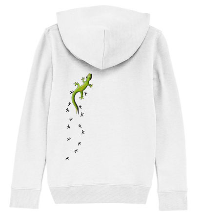Kletternder Gecko mit Spuren - Kids Organic Hoodie