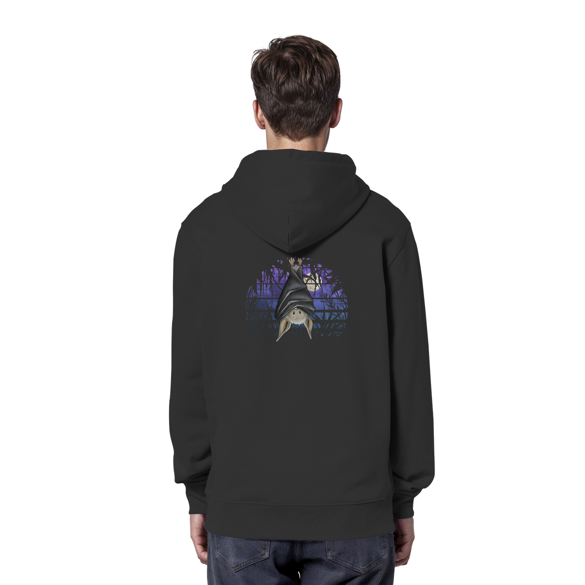 Fledermaus in blauer Nacht - Organic Hoodie