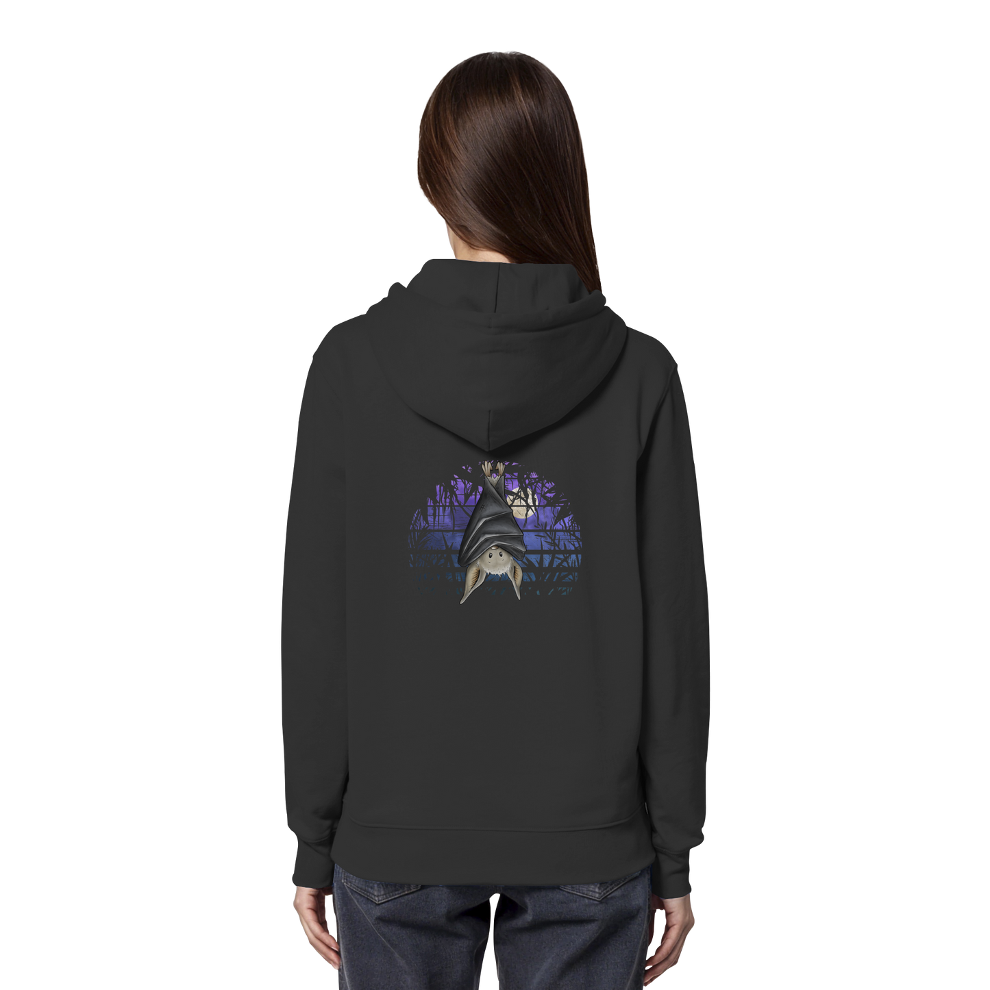 Fledermaus in blauer Nacht - Organic Hoodie