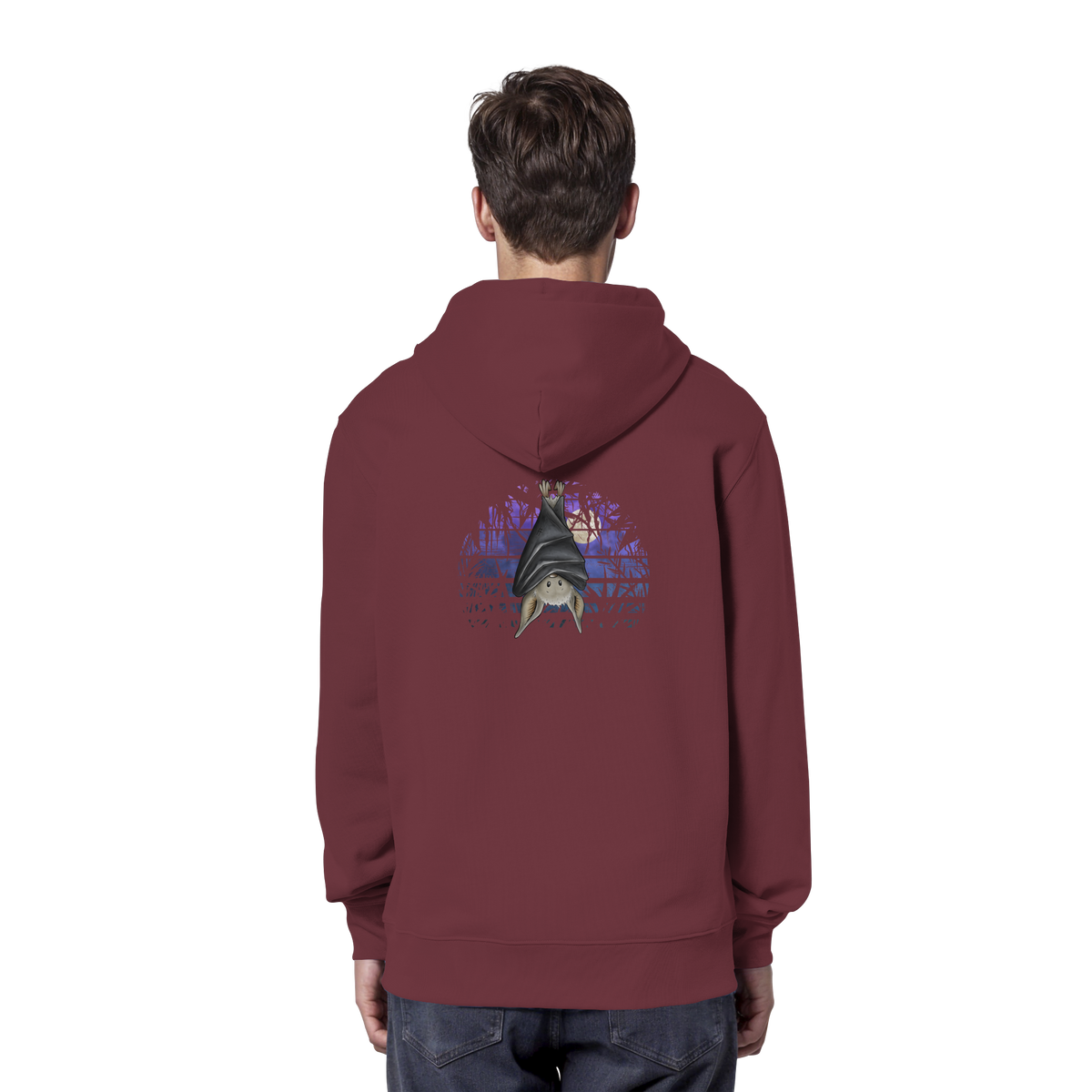 Fledermaus in blauer Nacht - Organic Hoodie