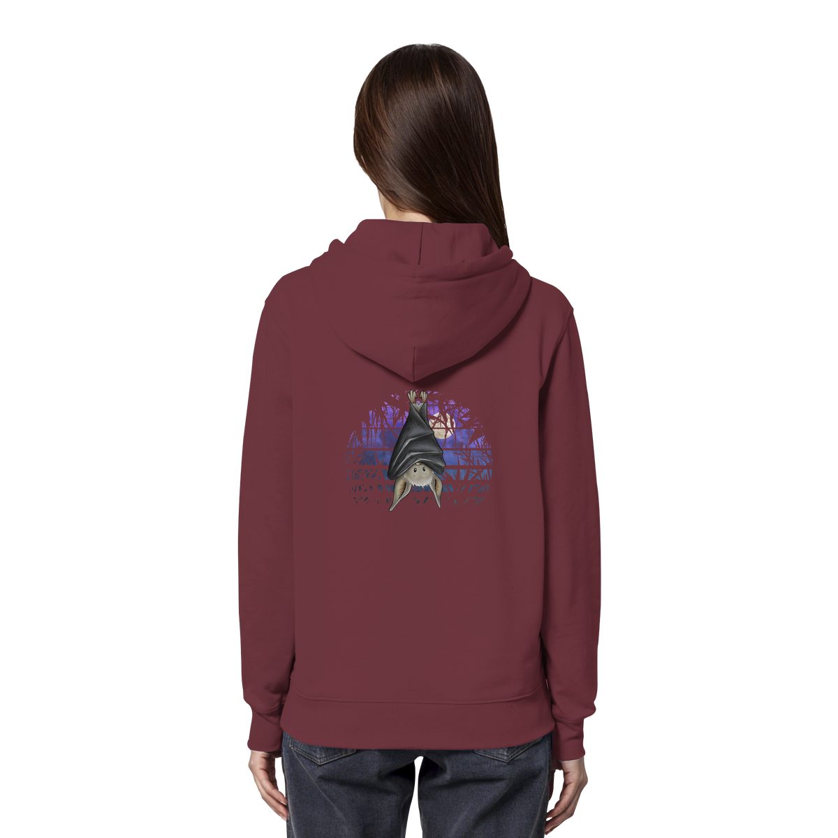 Fledermaus in blauer Nacht - Organic Hoodie