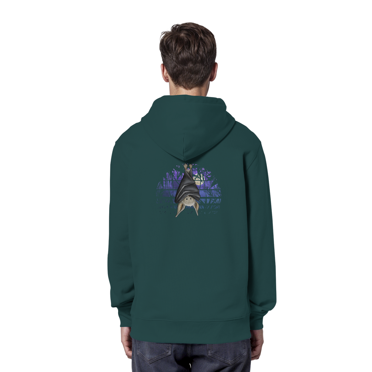 Fledermaus in blauer Nacht - Organic Hoodie