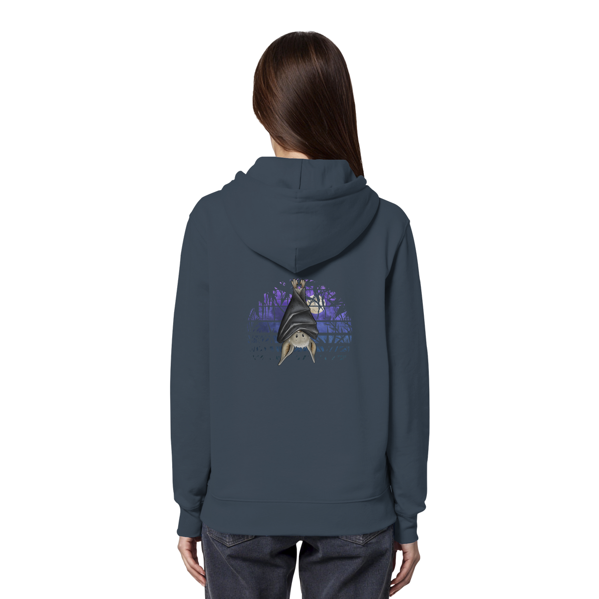 Fledermaus in blauer Nacht - Organic Hoodie