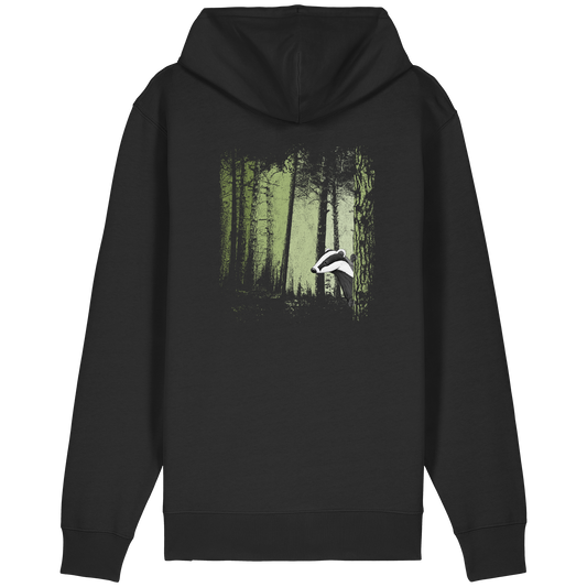 frecher Dachs im Zwielicht Wald - Organic Relaxed Zipper