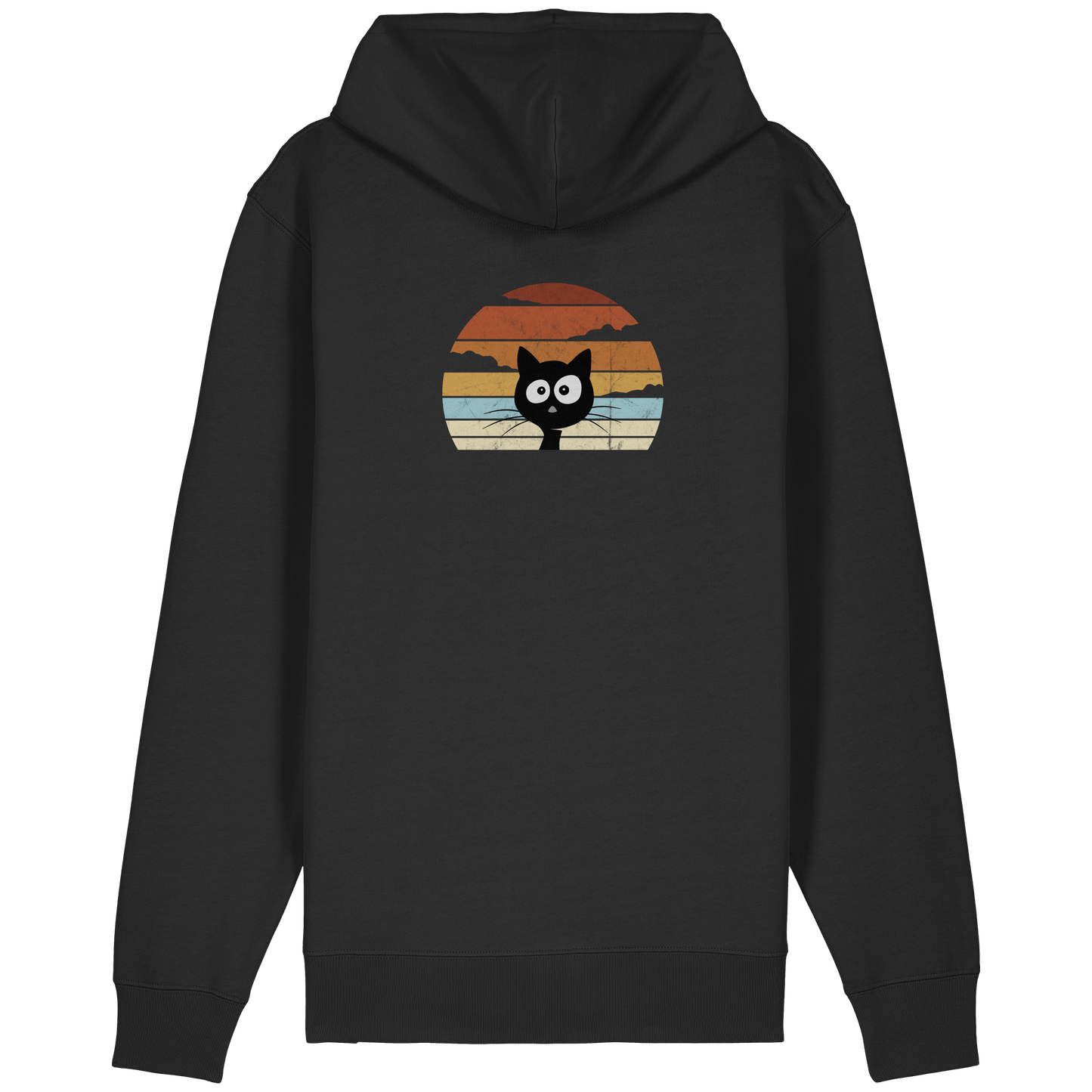 Retro schwarze Katze vor Sonnenuntergang - Organic Relaxed Zipper