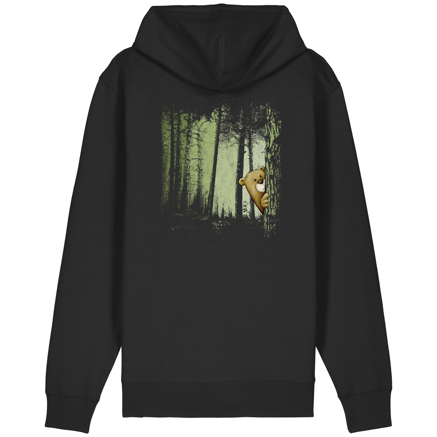 Comic Bär versteckt im Zwielicht Wald - Organic Relaxed Zipper