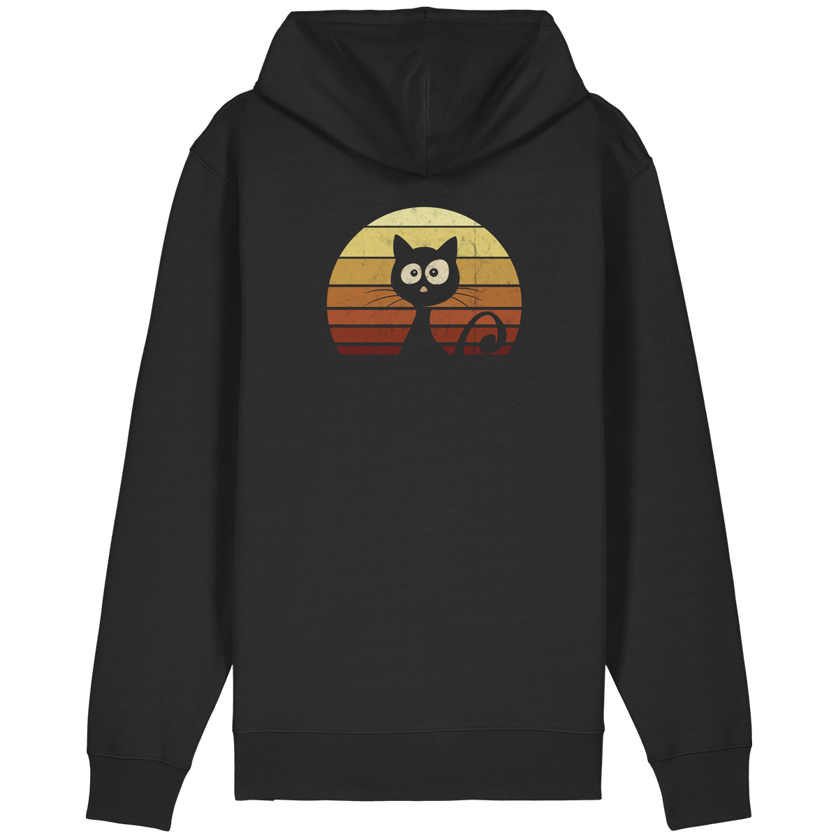 Katze vor Retro Sonnenuntergang - Organic Relaxed Zipper