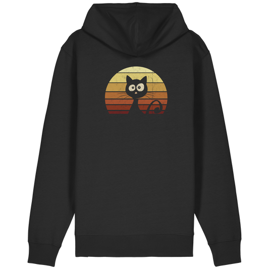 Katze vor Retro Sonnenuntergang - Organic Relaxed Zipper