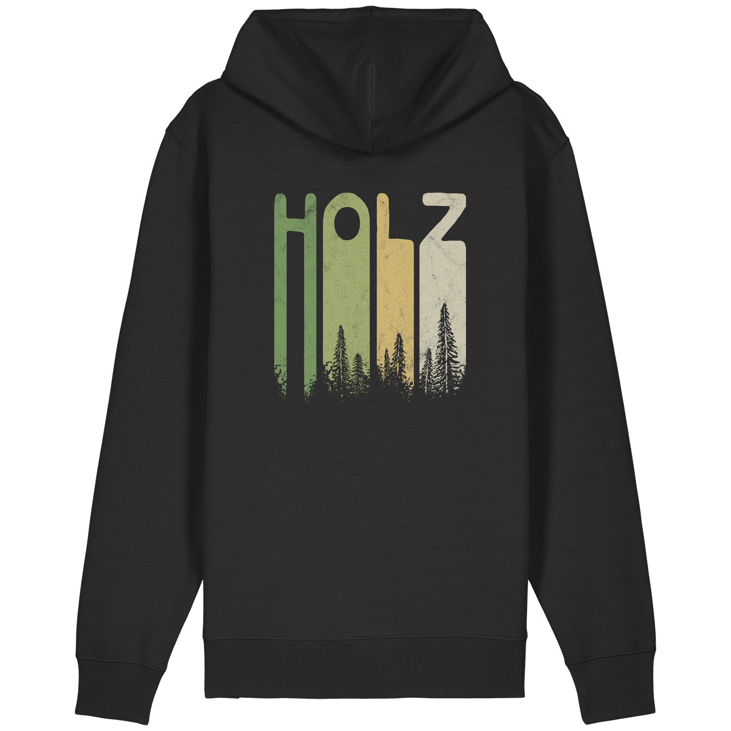 Holz Retro Wald Schriftzug - Organic Relaxed Zipper