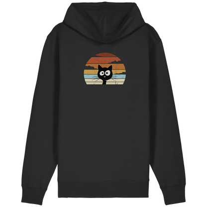 Retro schwarze Katze vor Sonnenuntergang - Organic Relaxed Zipper