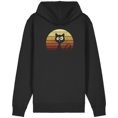 Katze vor Retro Sonnenuntergang - Organic Relaxed Zipper